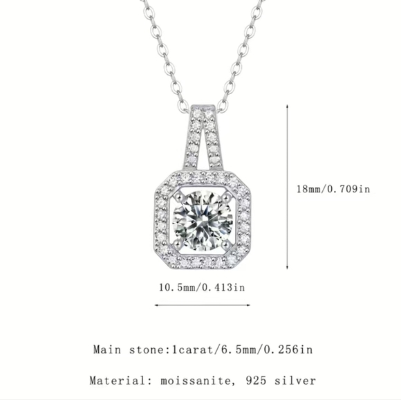 1ct Certified GENUINE MOISSANITE DIAMOND 18KGP/925 silver Necklace - Picture 5 of 16